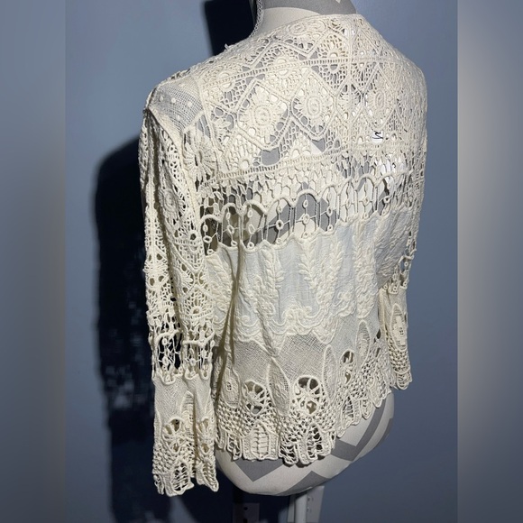 NY Collection Cream Crochet Cardigan - Picture 3 of 12